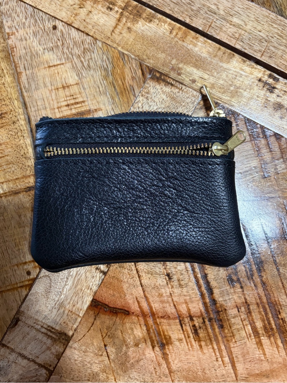 Portland Leather Black Leather Zip Pouch